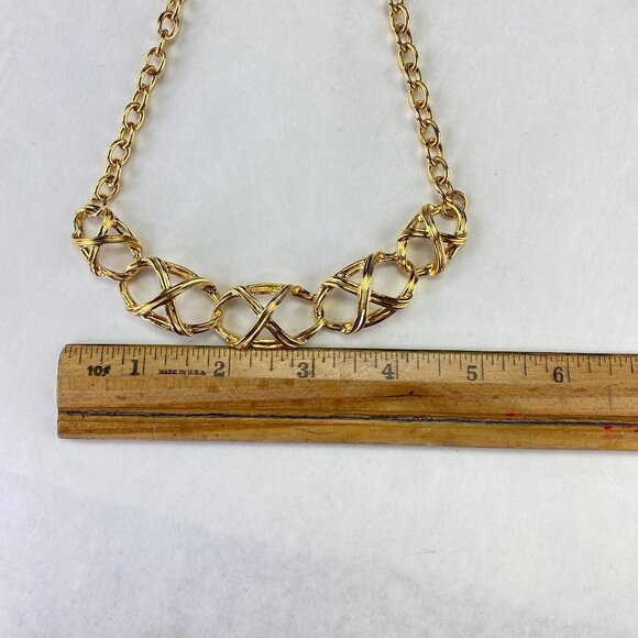 Vintage Avon 1992 Bamboo Trellis Gold Tone Chain Choker Necklace With Box - Picture 6 of 9